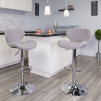 Flash Furniture CH-321-GYFAB-GG Contemporary Fabric Adjustable Height Barstool with Chrome Base in Gray